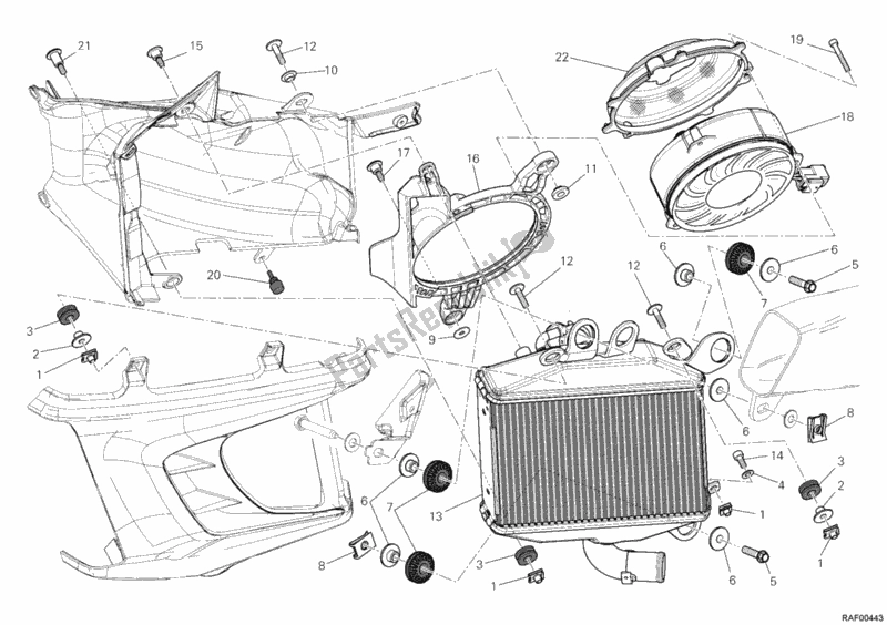 All parts for the Radiator, Water, Lh of the Ducati Diavel USA 1200 2012